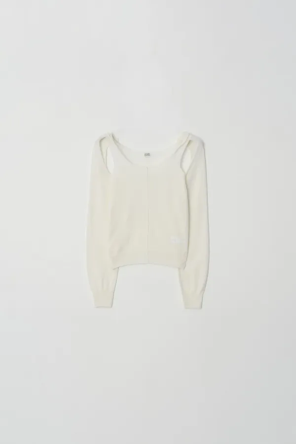 Cut-Out Detail Wool Knit Top (cream)