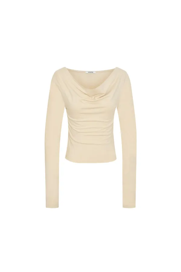 ONE SHOULDER 02 LONG SLEEVE TOP (BEIGE)