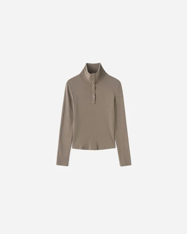 Demi High Neck Button T-shirt