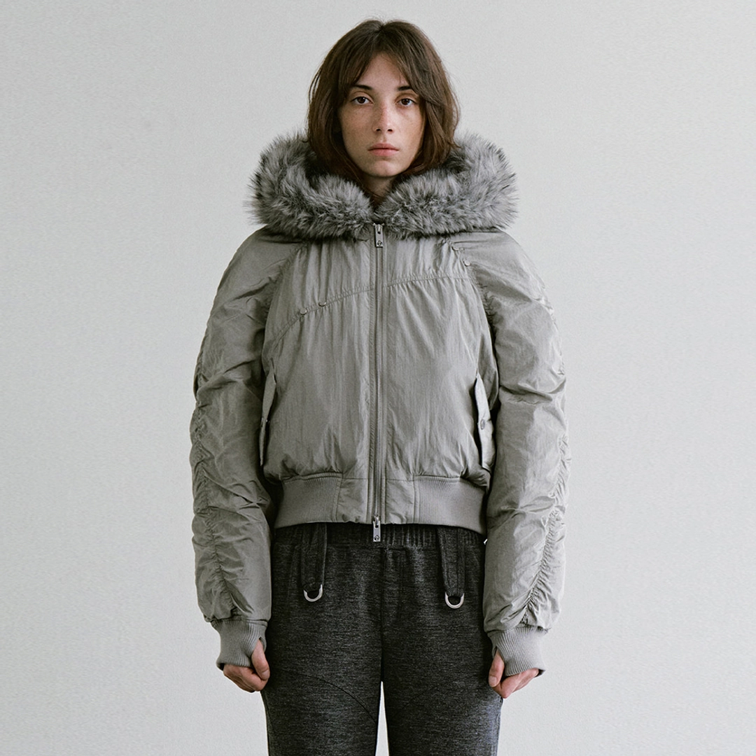 트리밍버드 Fur Trimmed Short Down Jacket [ Khaki Gray ] 상품 이미지 2