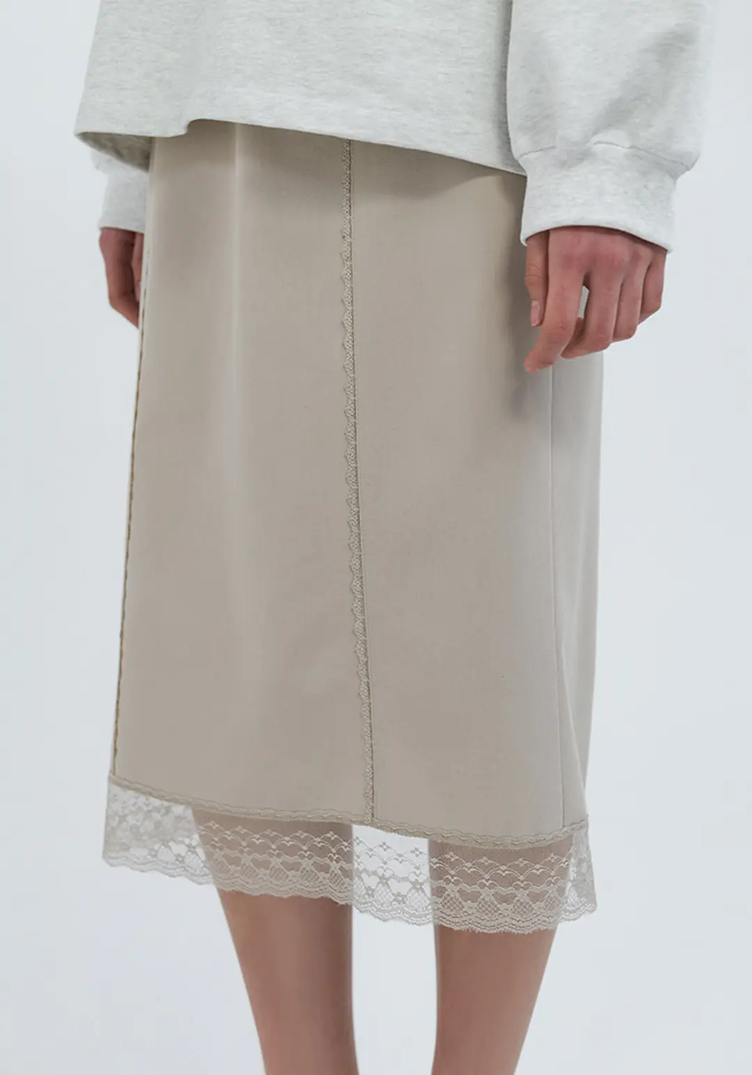 이브세이지 Lace midi Skirt (Beige) 상품 이미지 2