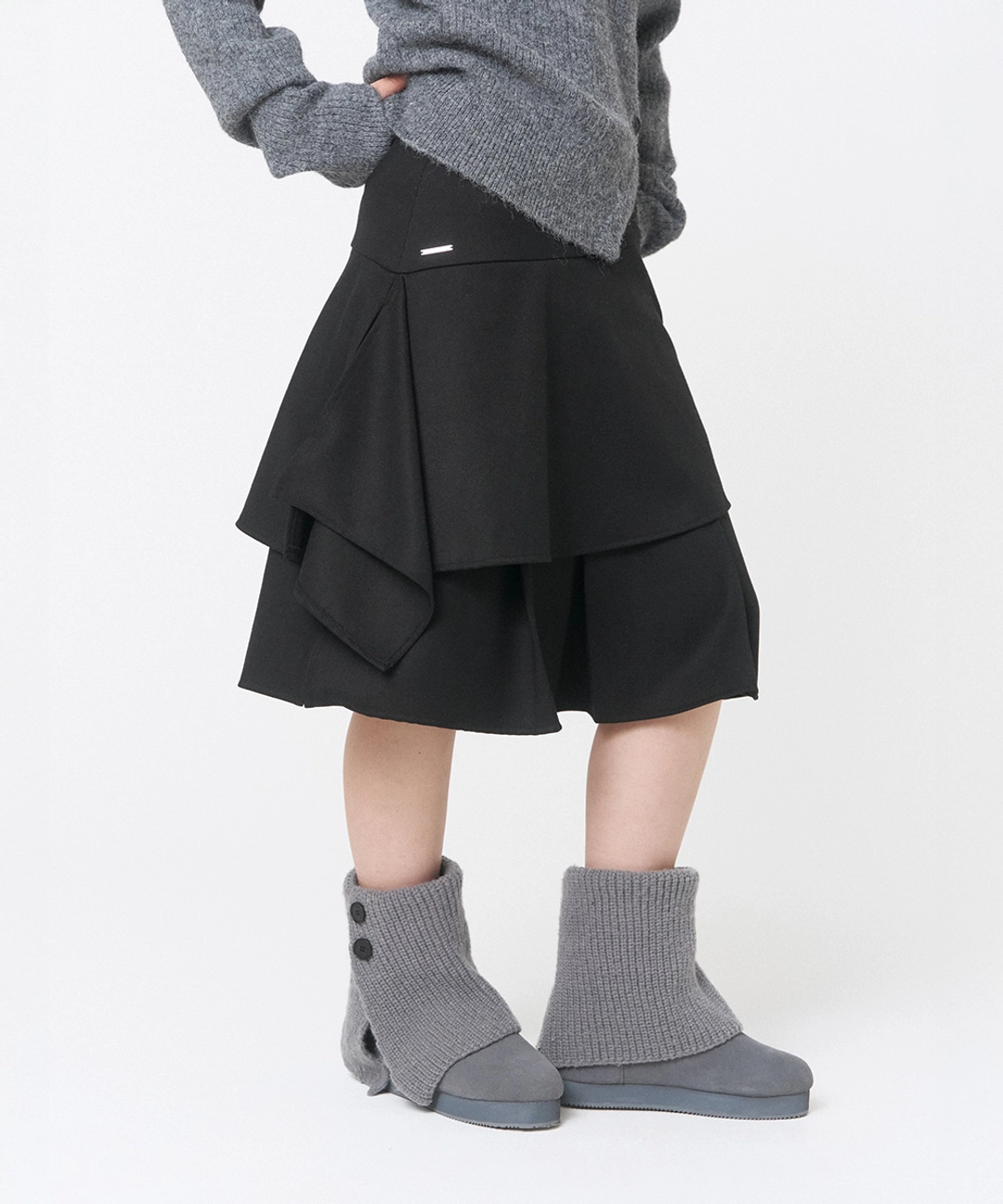 미세키서울 Sei layered midi skirt BLACK 상품 이미지 1