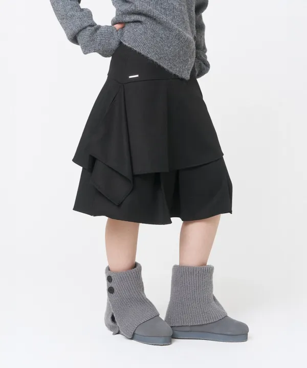 Sei layered midi skirt BLACK