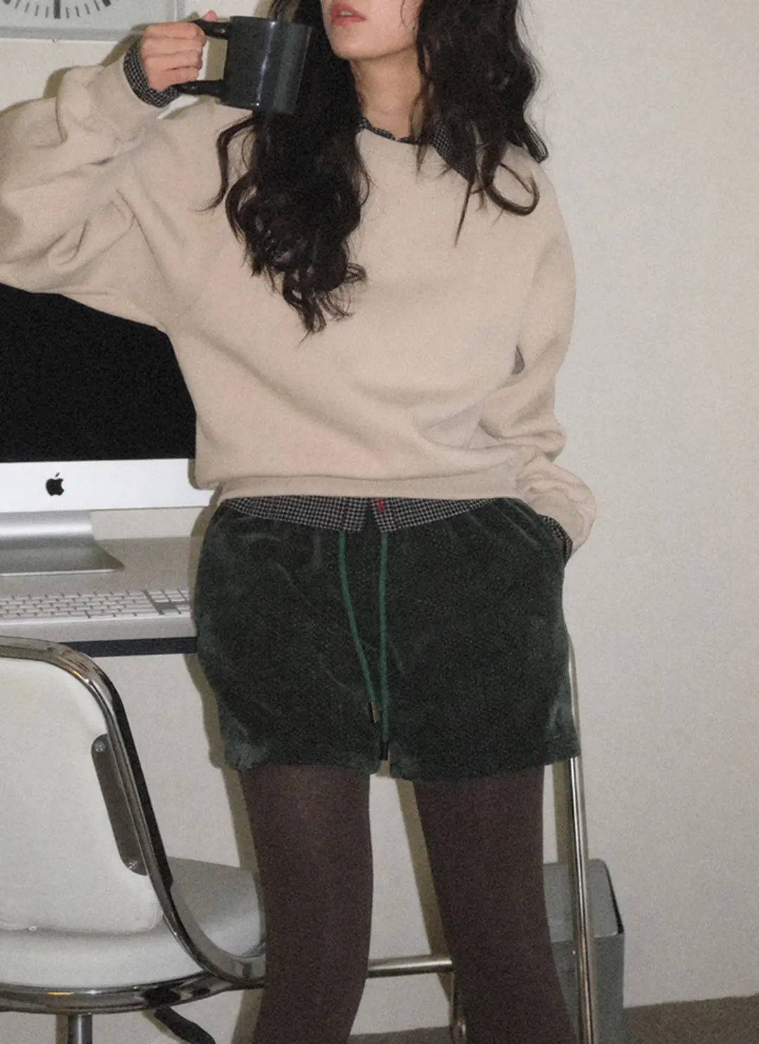 PREFRITT : Kevin winter corduroy short - green