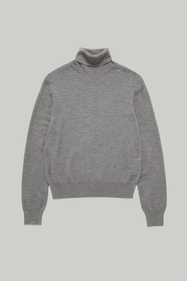 ESSENTIAL CASHMERE TURTLENECK SWEATER MELANGE GREY