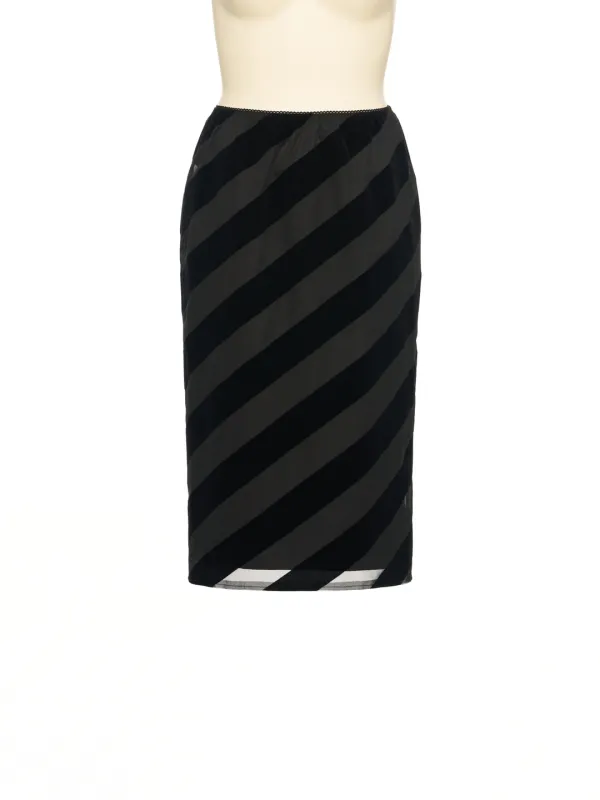 FW25 BLACK DIAGONAL STRIPE SKIRT