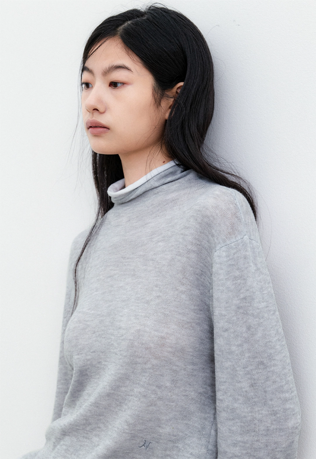 아뜰리에 나인 (T-7294)DOUBLE LAYERED COLOR POINT HIGH NECK KNIT 상품 이미지 3