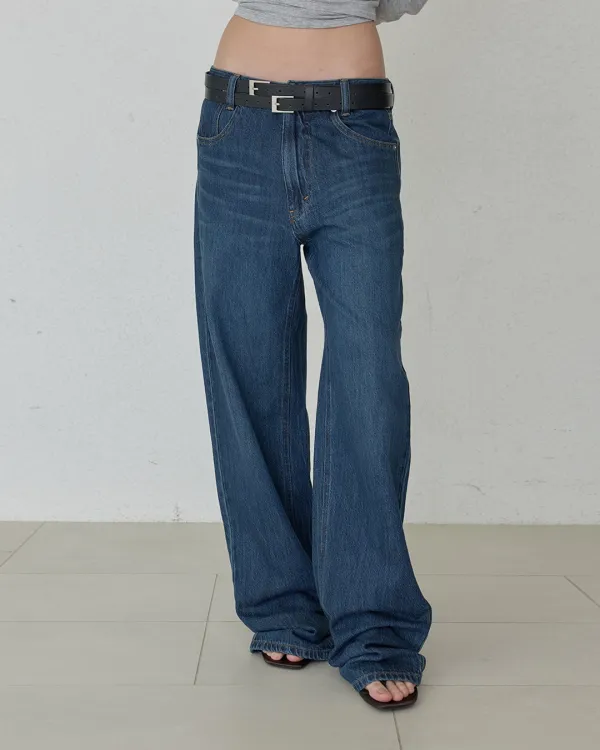 [ESSENTIAL] RELAXED SEMI BAGGY JEANS - BLUE