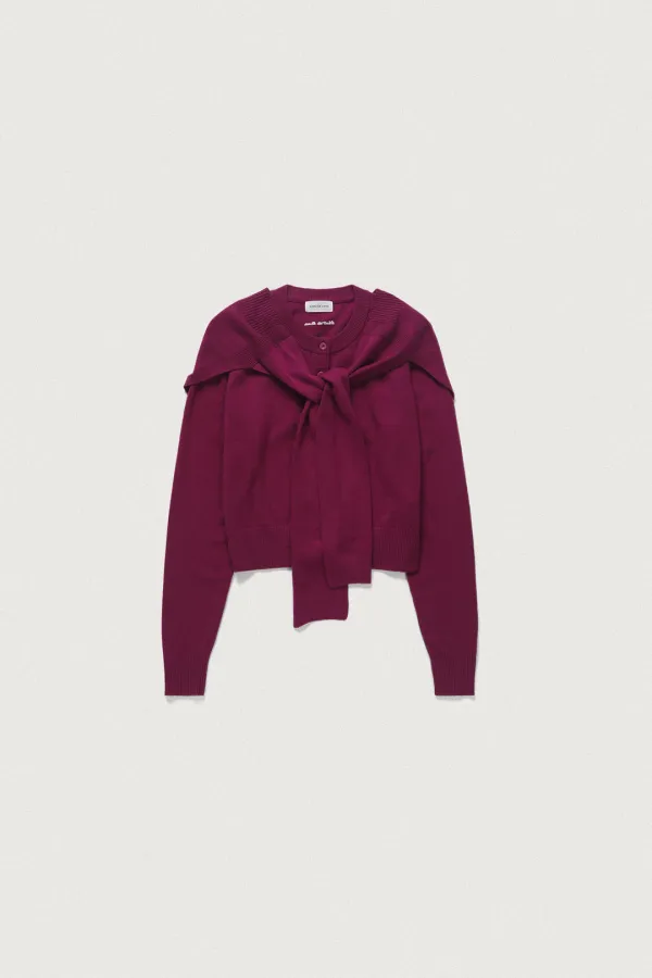 WOOL WRAP ROUND CARDIGAN [PURPLE]