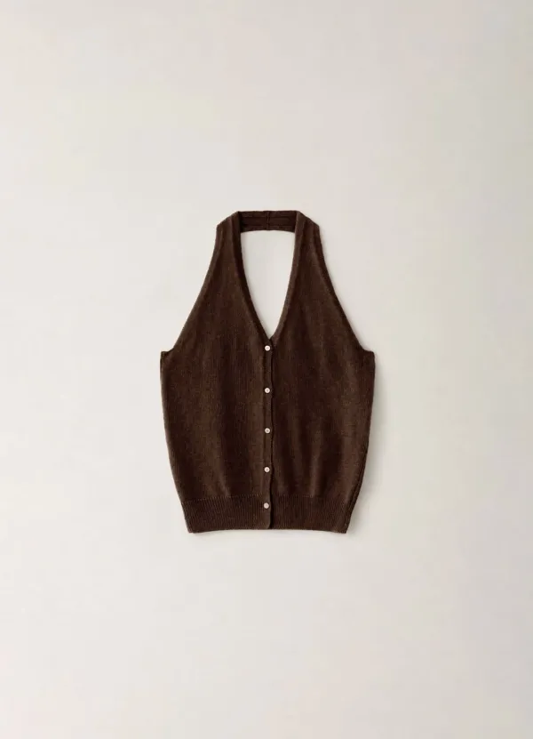 Sally Halter Knit Vest - Brown (10월 중순 순차배송)