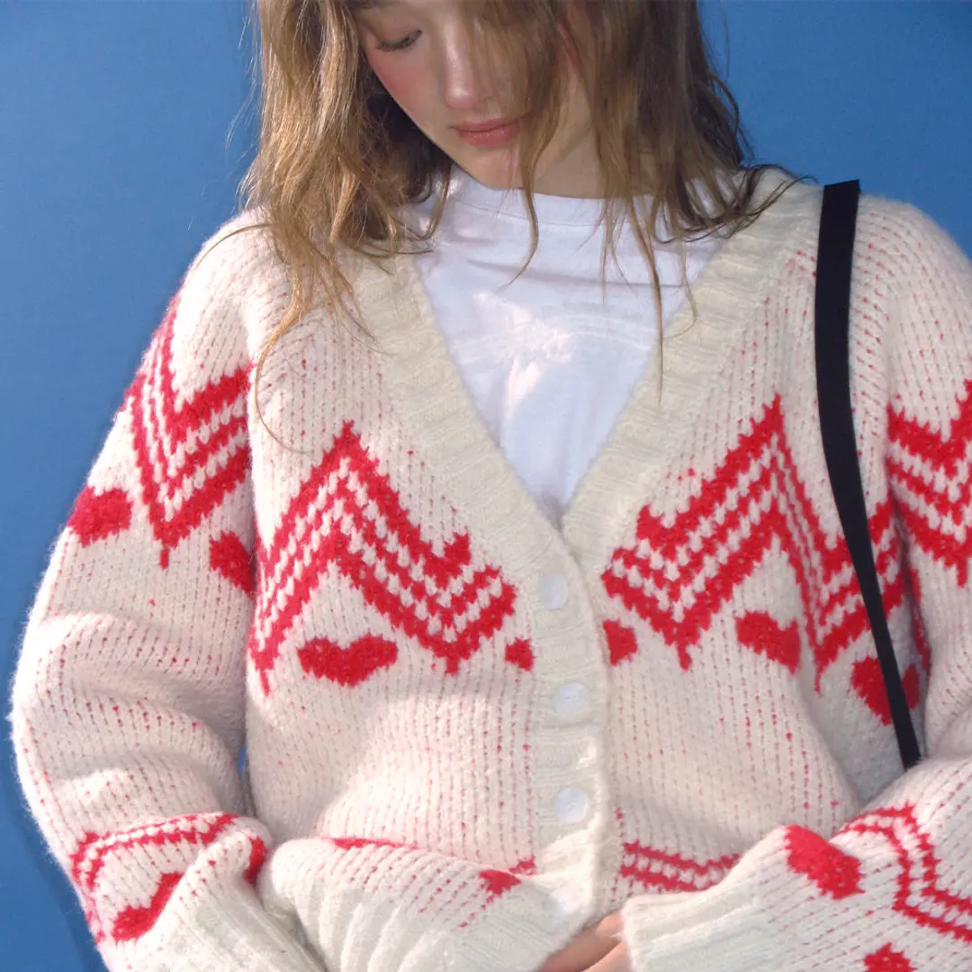 론론 NORDIC HEART CARDIGAN IVORY 상품 이미지 2