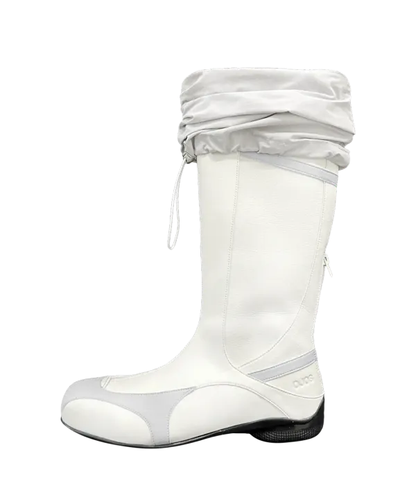 Nylon Folding Leather Boots / Grey