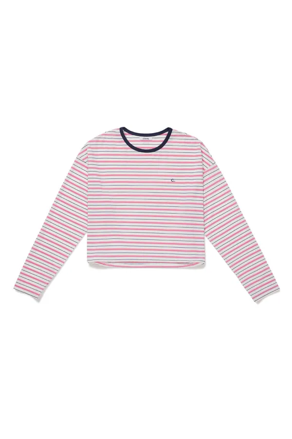 [26SM clove] Stripe Loose Fit Rashguard (Pink)