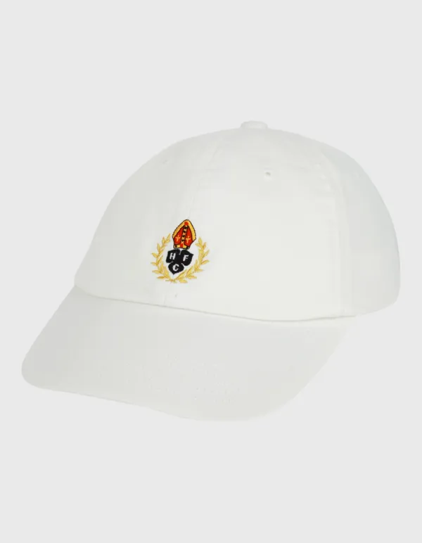 CREST WASHED TWILL 6 PANEL CAP / White