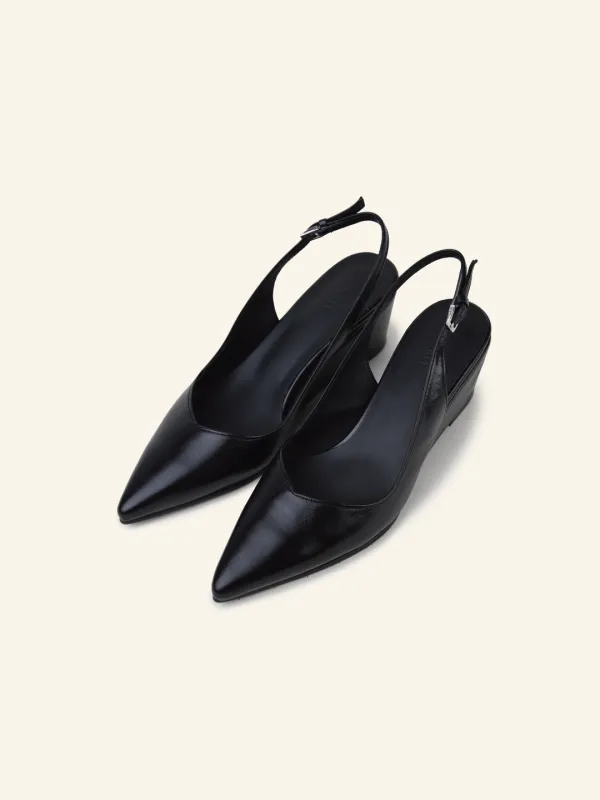 V CUT wedge slingback / 블랙