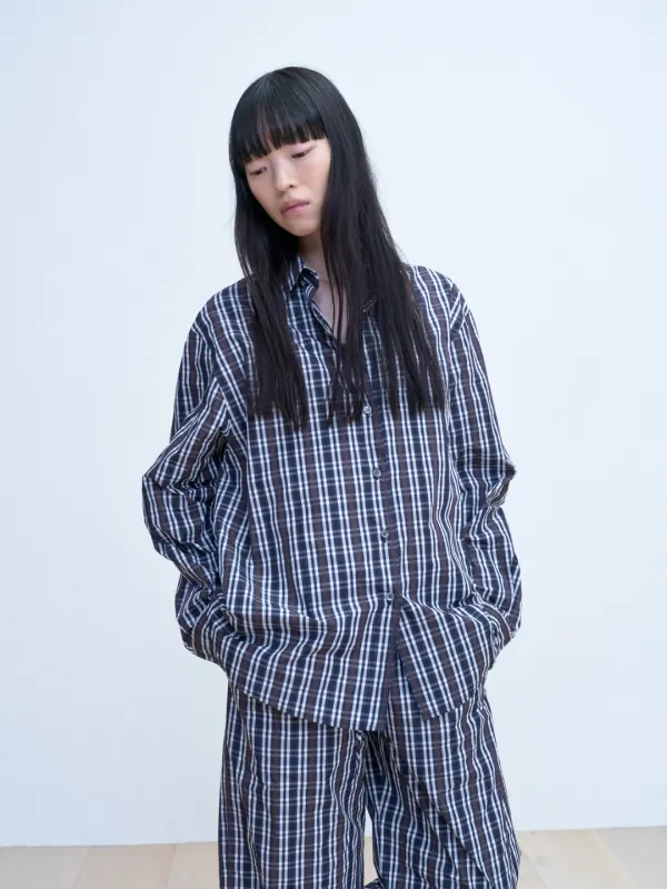 Crisp check shirt (navy)
