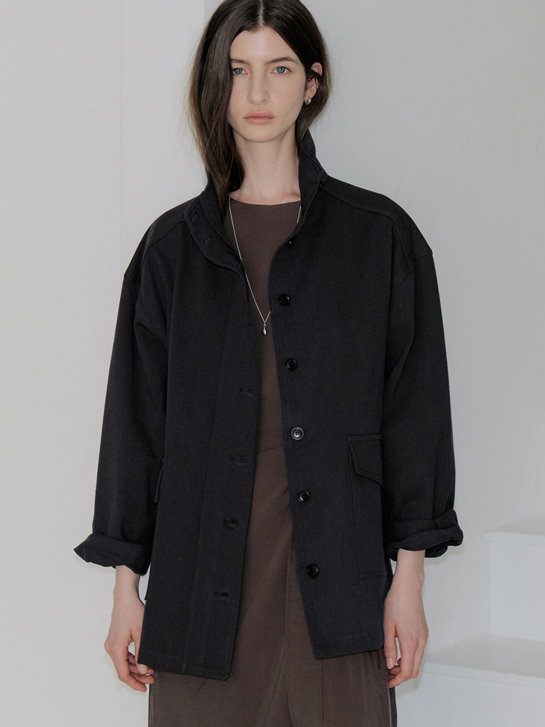 아워코모스 high-neck work jacket (navy) orc 6124 상품 이미지 1