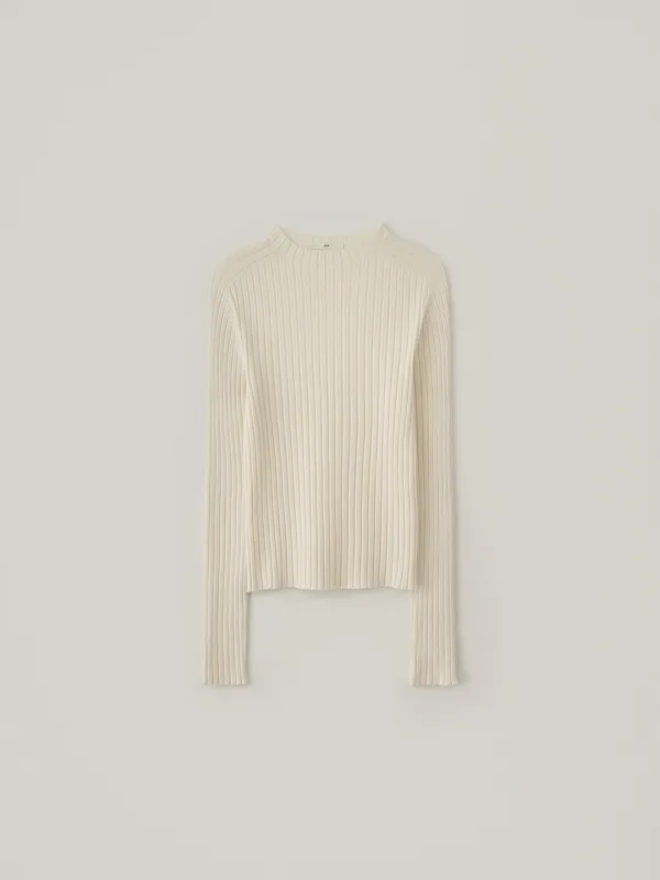 Slim Mockneck Ribbed Knit - Cream