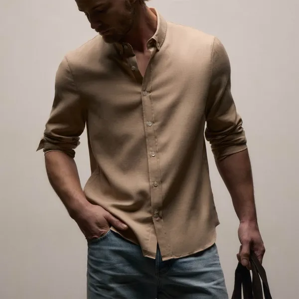 Cotton Cashmere Twill Shirt - Soft Beige