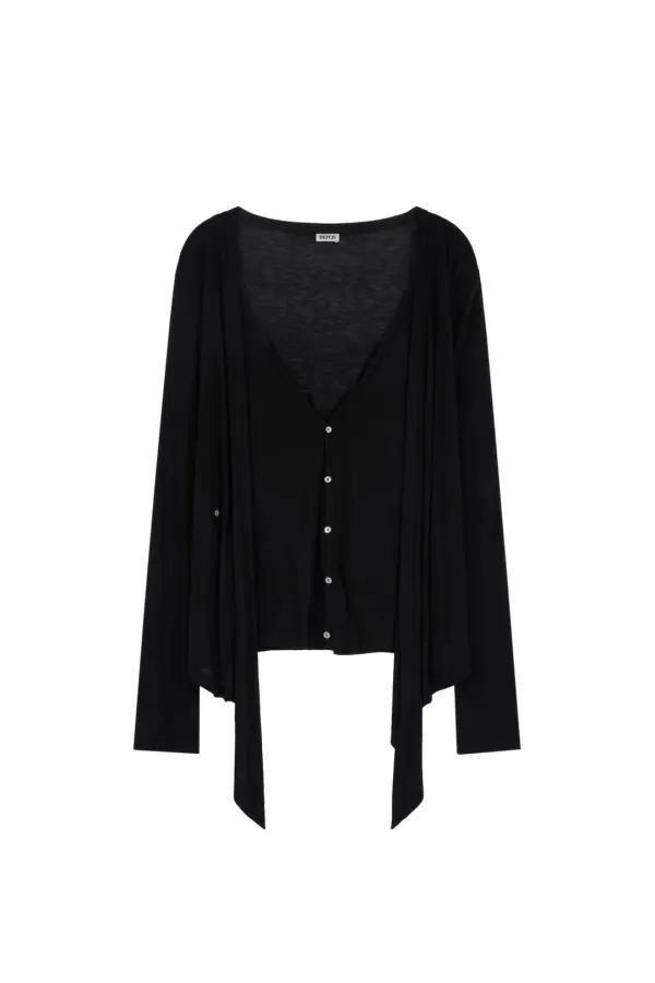 DOUBLE LAYERED CARDIGAN (BLACK)