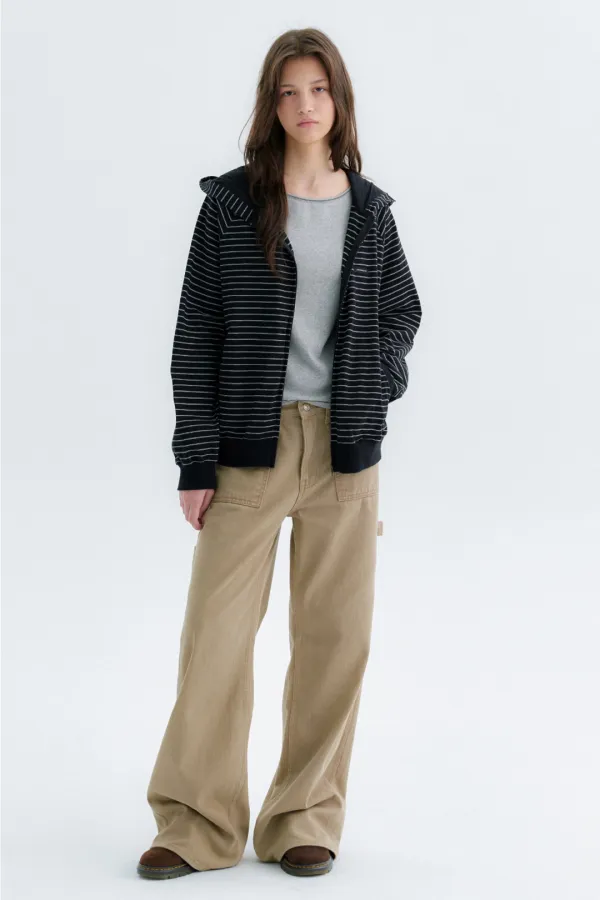 Rook Stripe Hoodie Zip-Up - Black