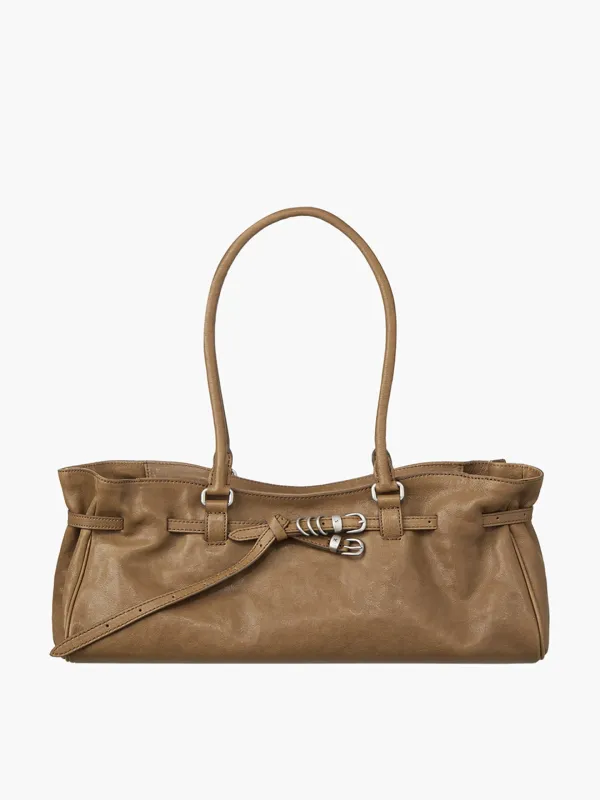 SOFT GRANDMA SHOULDER BAG_vintage camel washed nappa