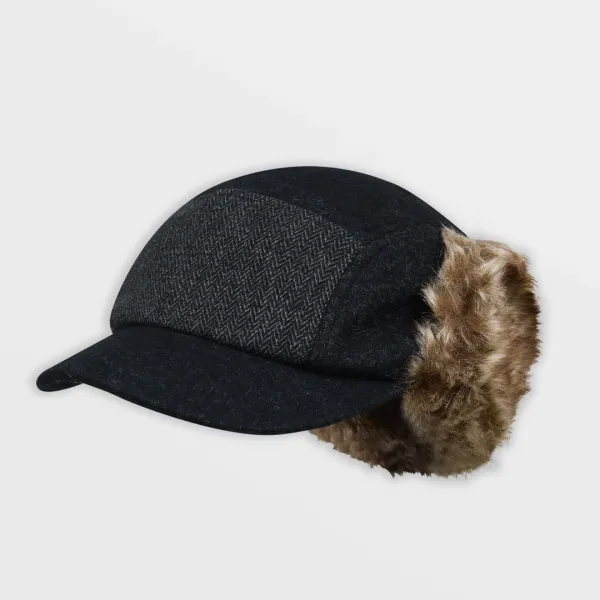 Earflap Fur Wool Cap (Charcoal)