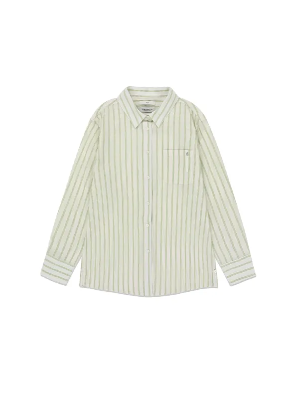 Textured Cotton Stripe Shirt Light Green