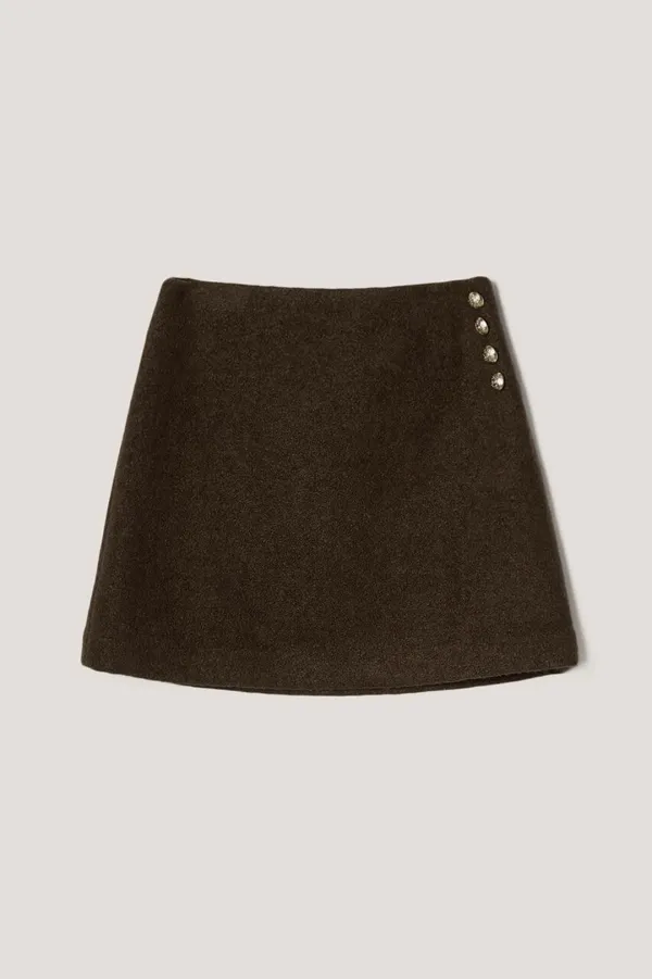 WOOL MINI SKIRT BROWN
