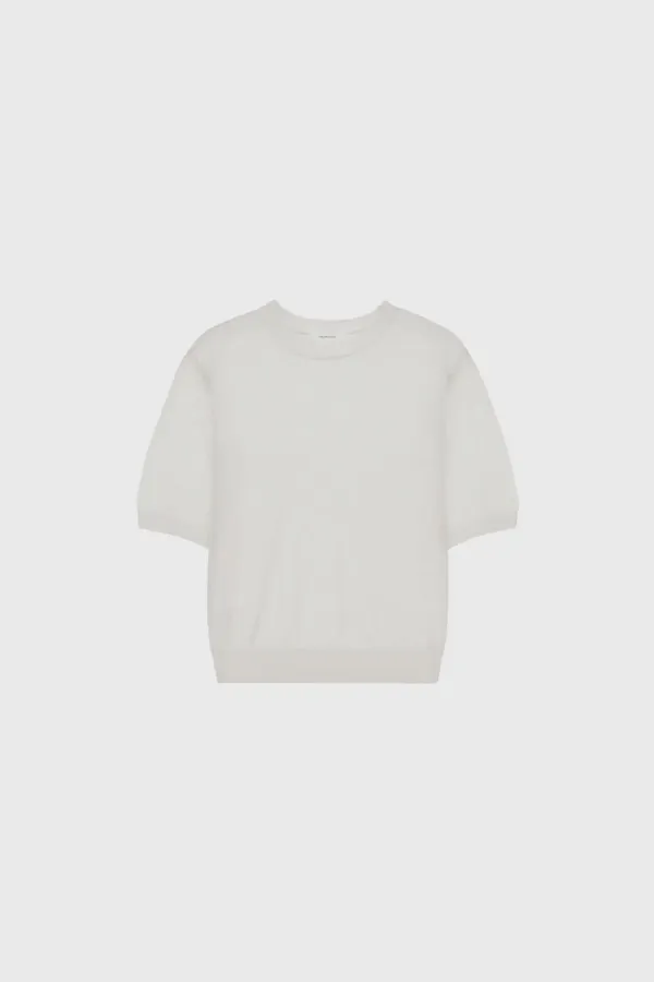 Kid mohair short sleeve knit (brown / dark gray / pink / light gray)