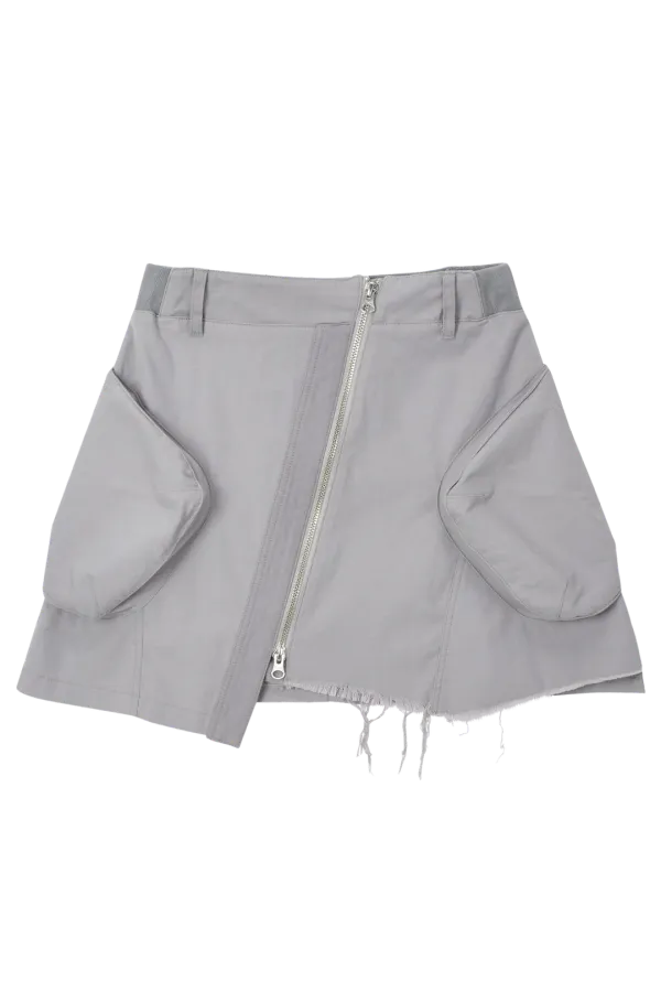 UNBALANCED ZIPPER SKIRT_LIGHT COOL GRAY
