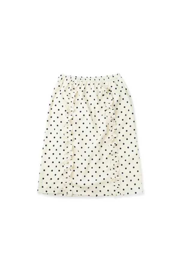 Dot frill skirt_ivory