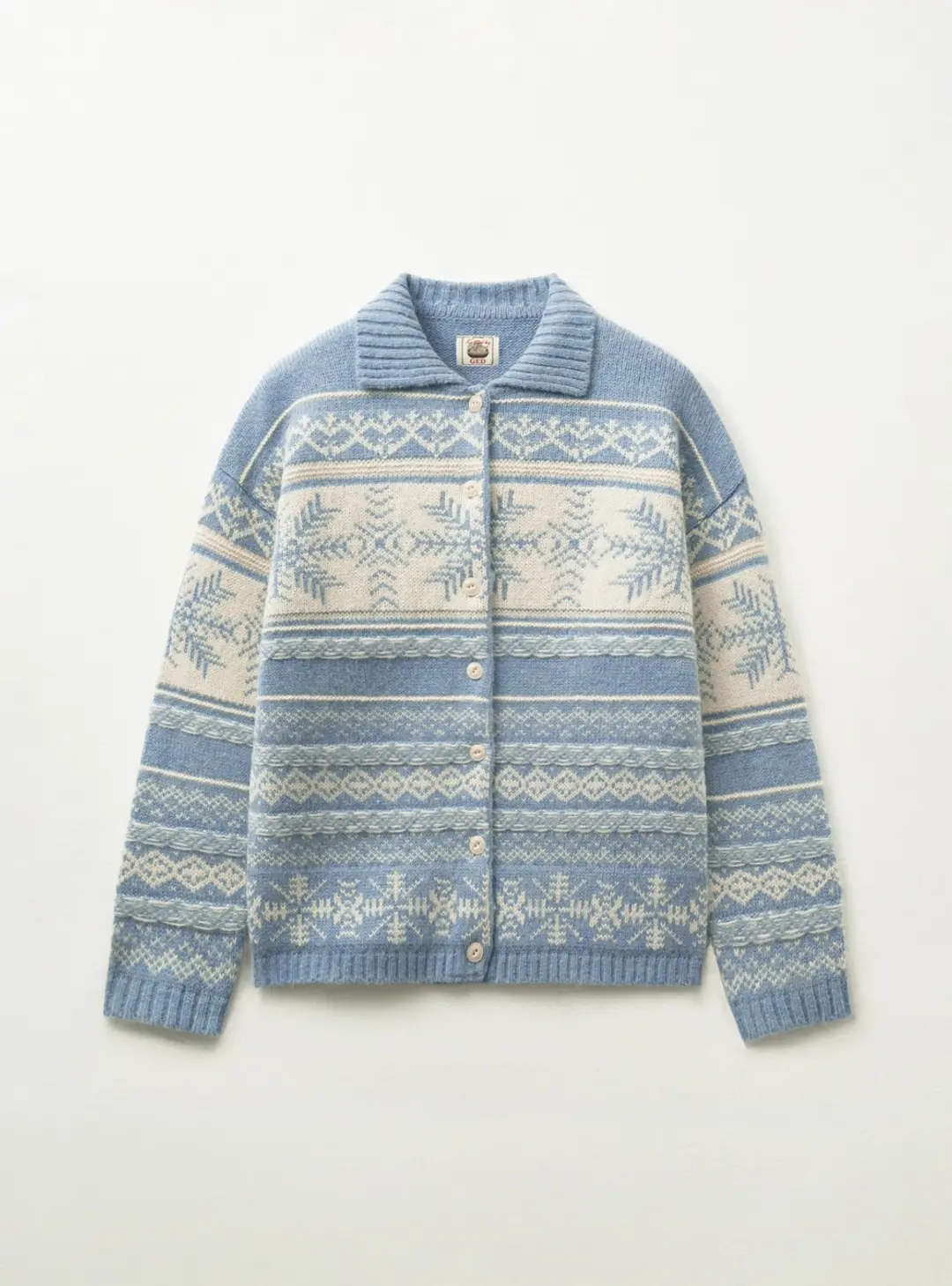 NORDIC CHARM WOOL CARDIGAN - SKY BLUE