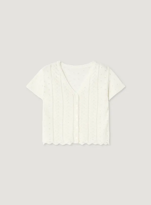 GINGER CROCHET CARDIGAN_IVORY