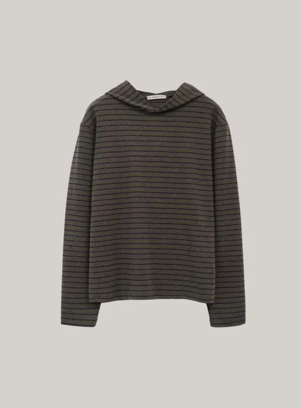 Stripe Hood T-shirt (mocha brown)