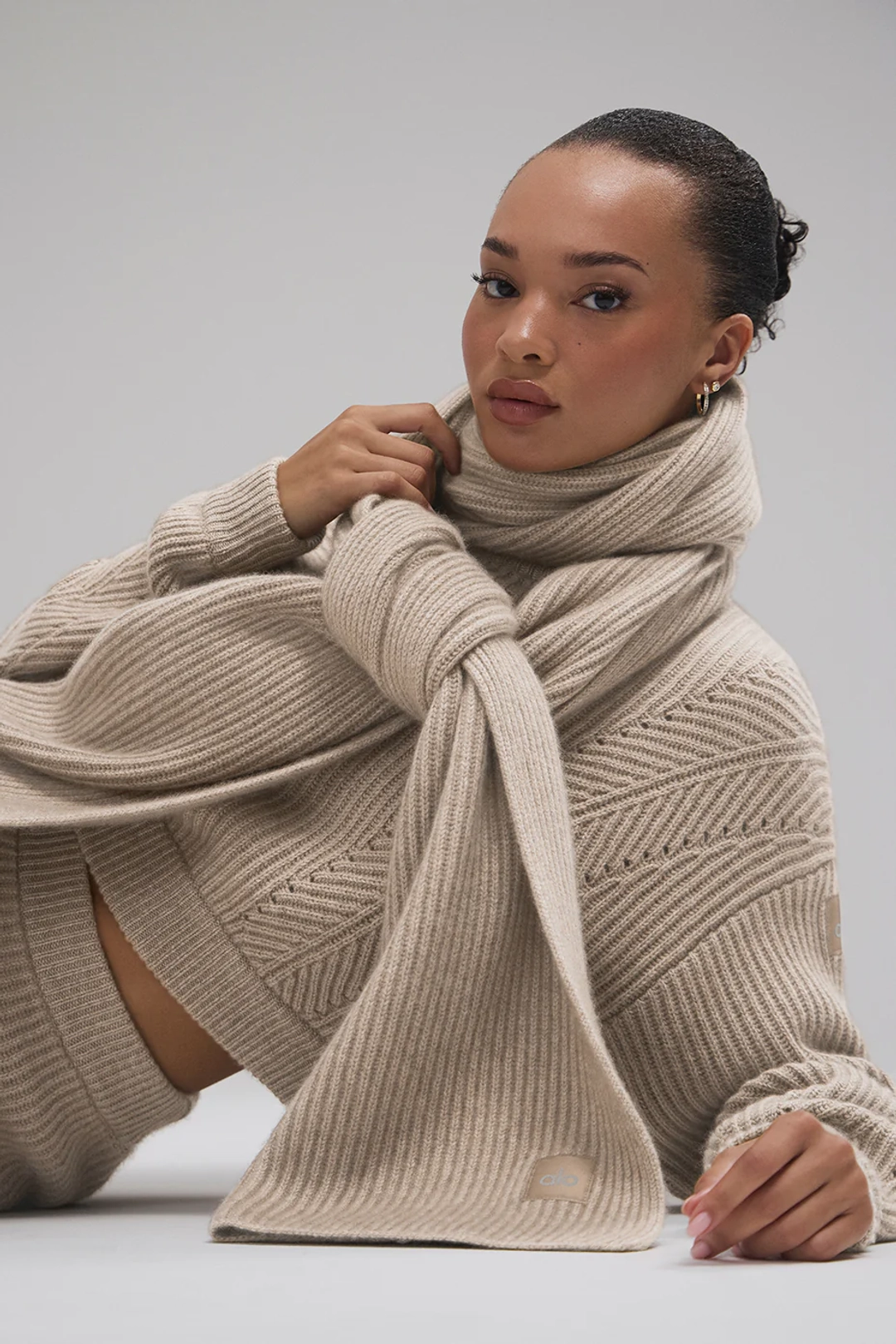 알로요가 Courchevel Cashmere Scarf - Flax Heather 상품 이미지 1