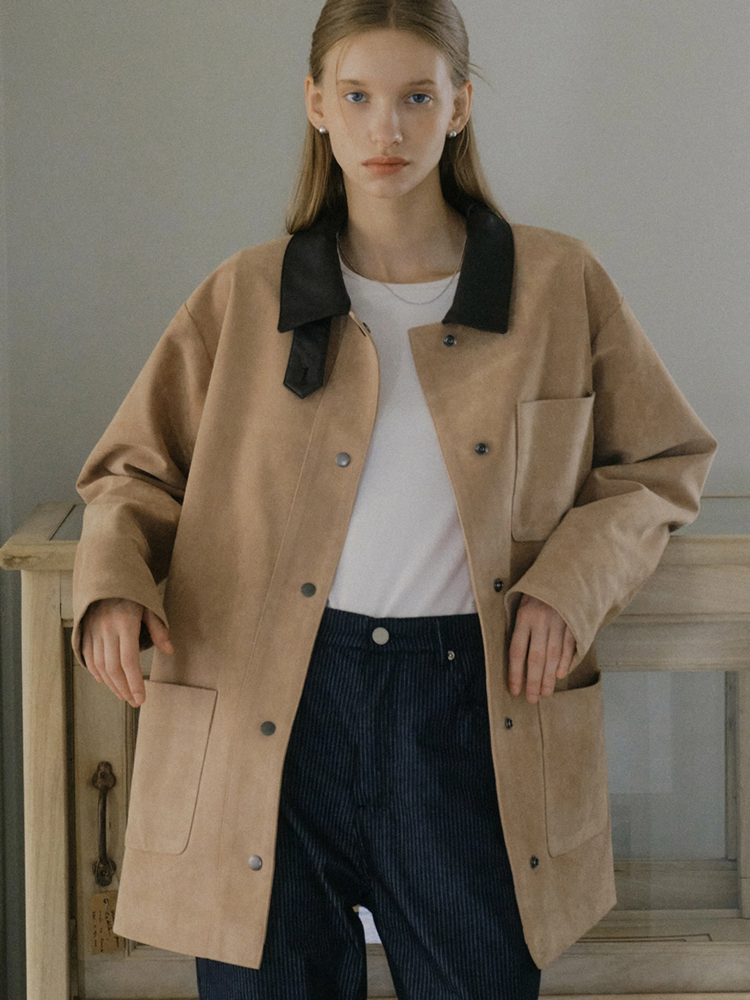 아워코모스 comos 1550 suede work jacket (beige) 상품 이미지 2