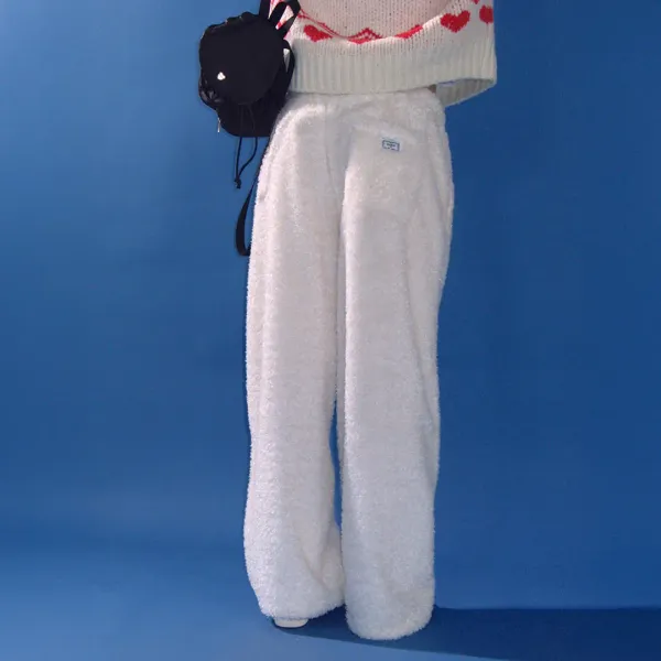 FLEECE LACE DETAIL TRAINING PANTS IVORY