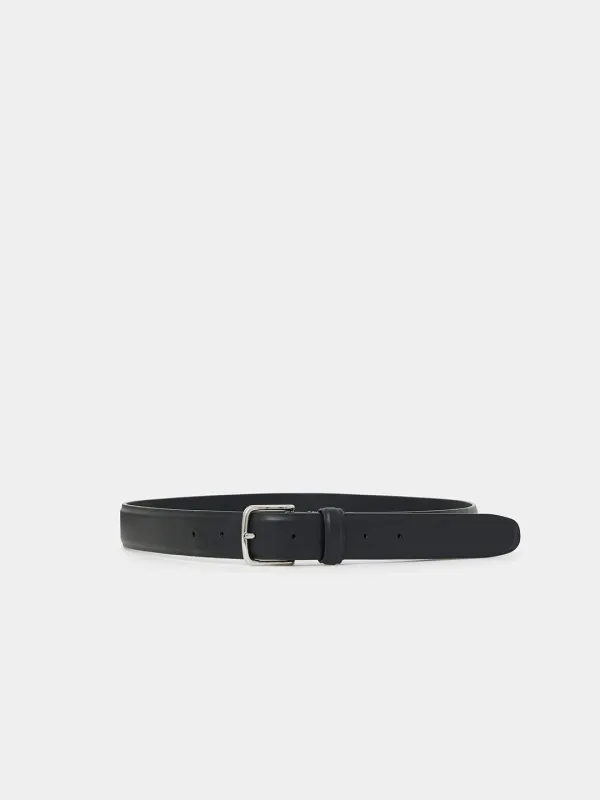 31 Round square leather belt - Black(Silver)