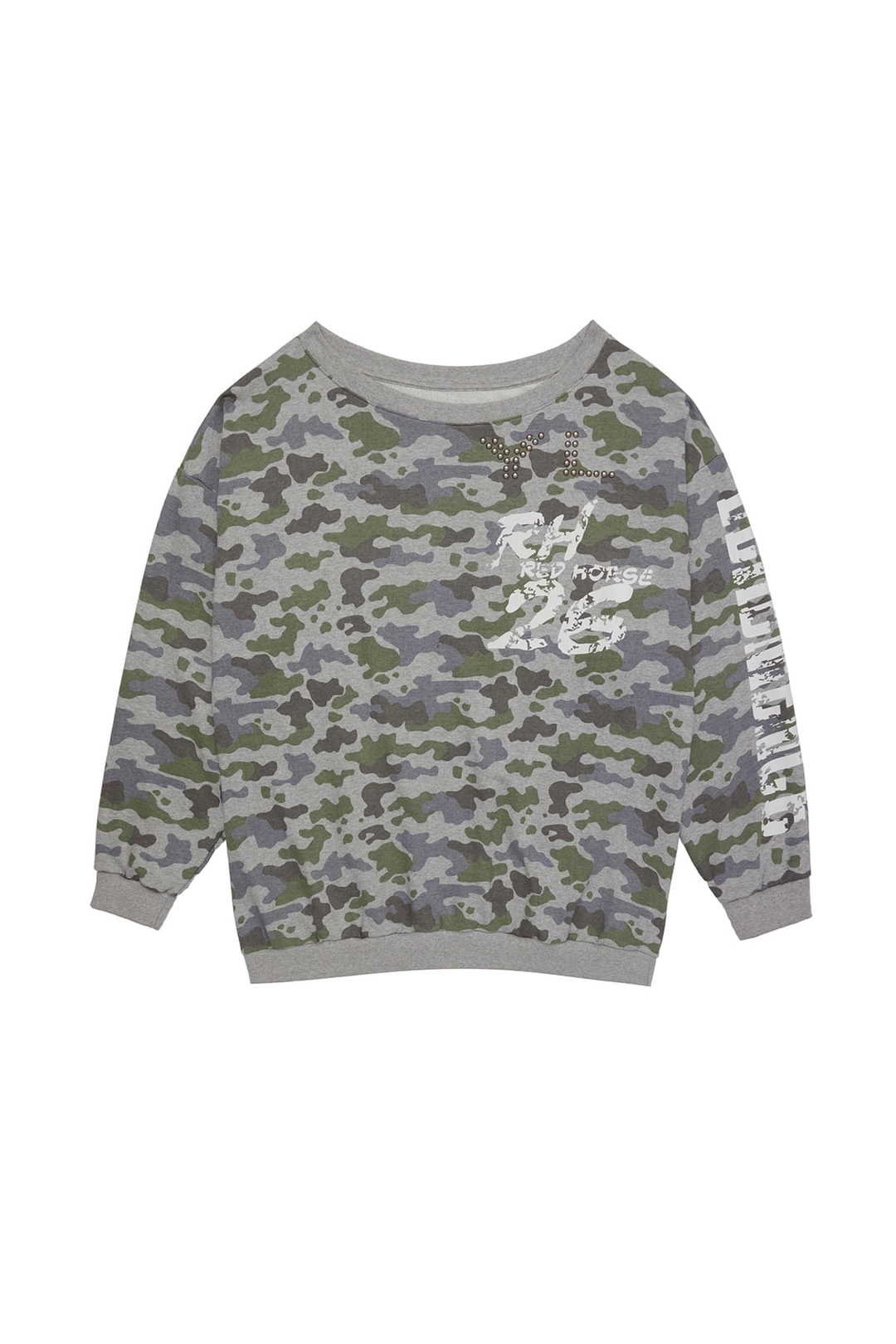 와이이이엘 YL STUDDED OFF-SHOULDER SWEATSHIRT CAMO GREY 상품 이미지 1