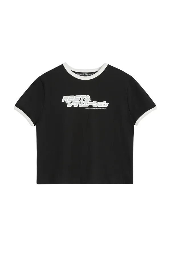 ANIME LOGO RINGER T-SHIRT - BLACK