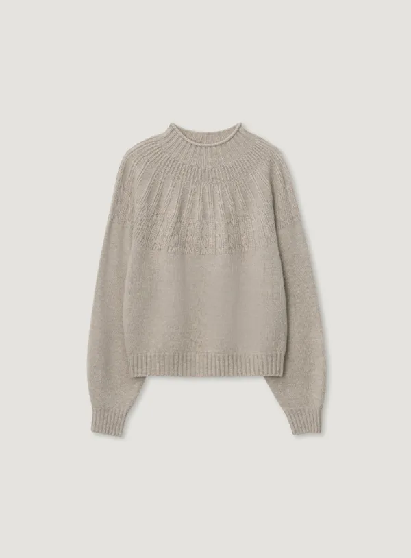 BOWL CABLE KNIT_OAT BEIGE