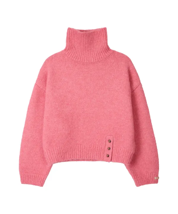 Oversized Turtle Neck Sweater-Pink