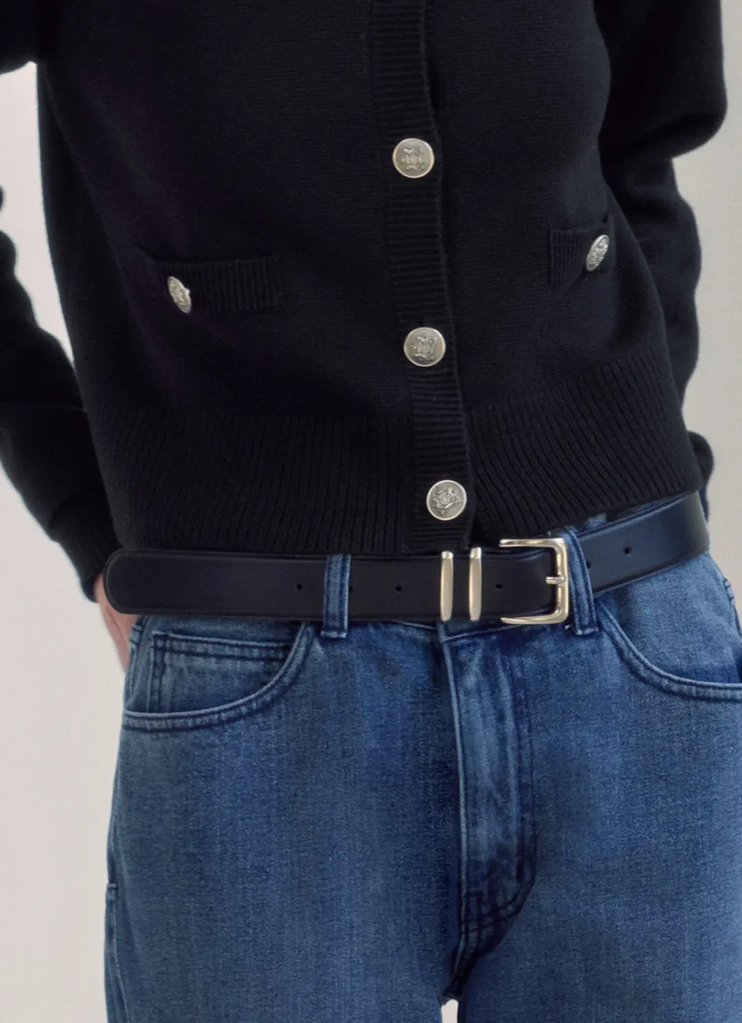 노미나떼 5th / Italy Leather Buckle Belt (Silver Buckle&Black) 상품 이미지 2