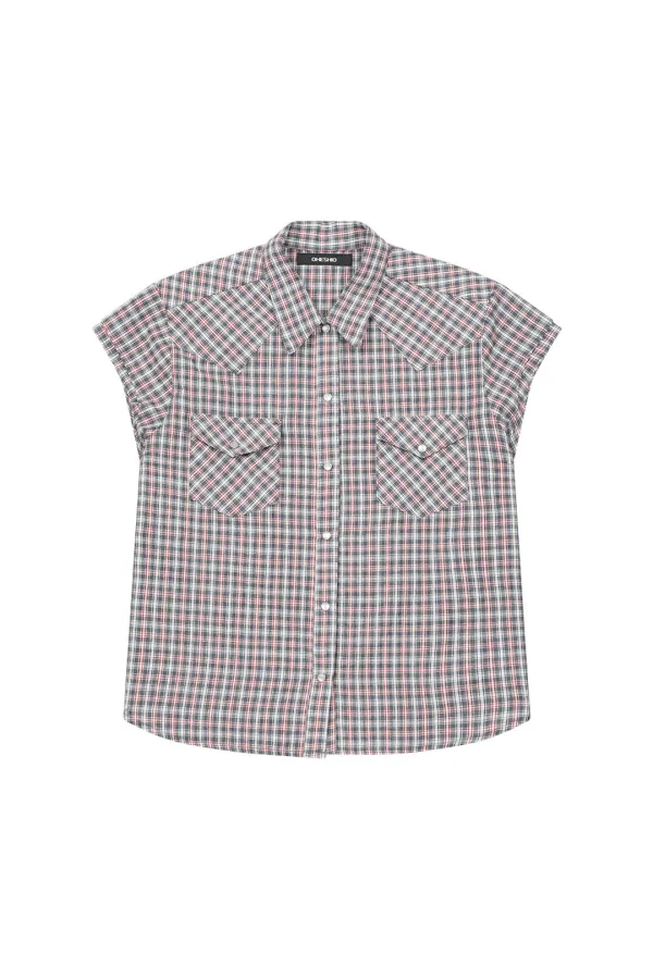 LAYERED WESTERN CHECK SHIRT, NAVY