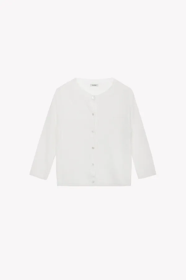 Arvo Round Neck Cardigan (White)