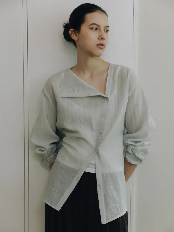 Asymmetric Placket Belted Shirt SW6MB725_2color