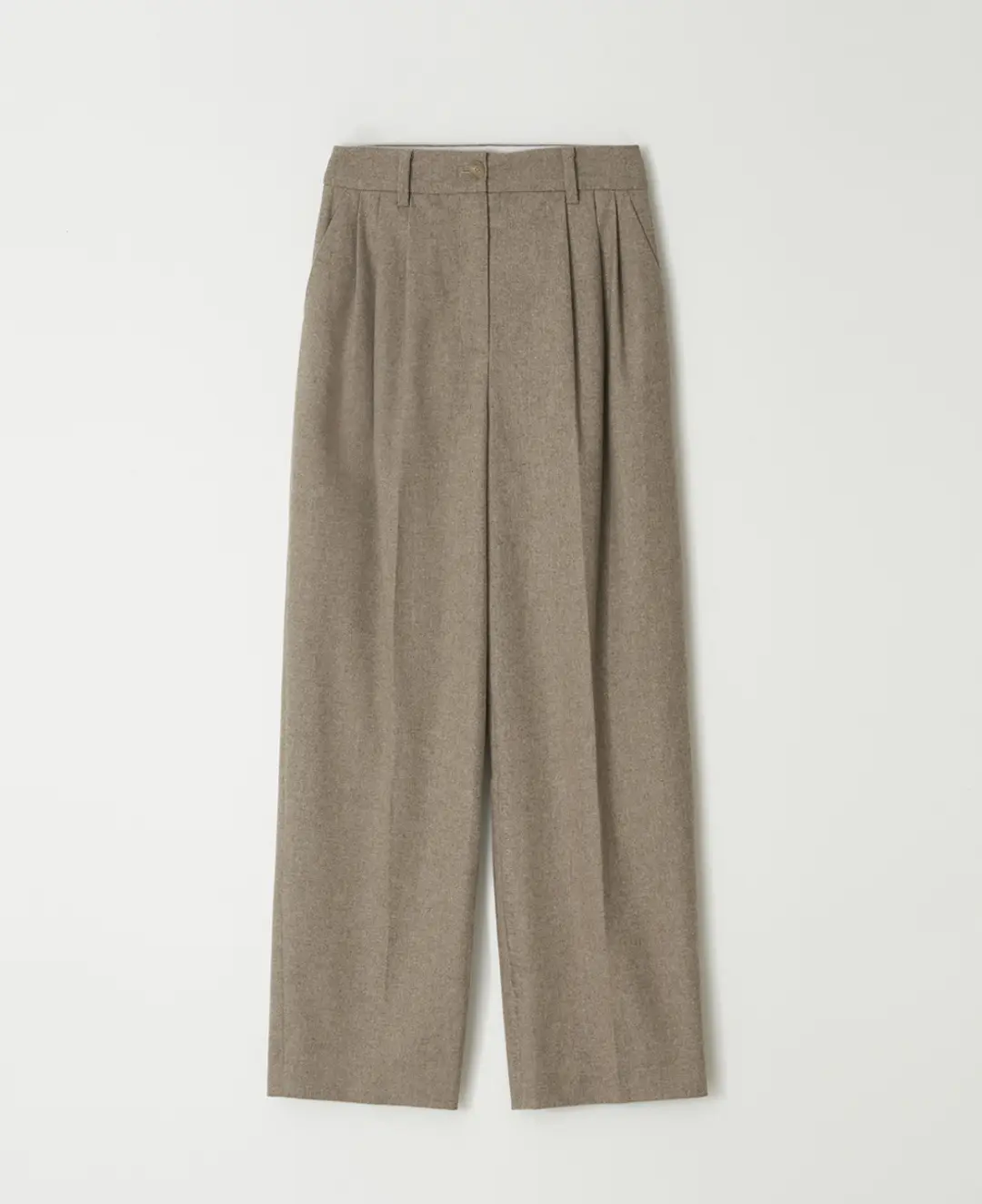 스텝어라운드 Wool Blend Wide Pleated Slacks_TAUPE 상품 이미지 1