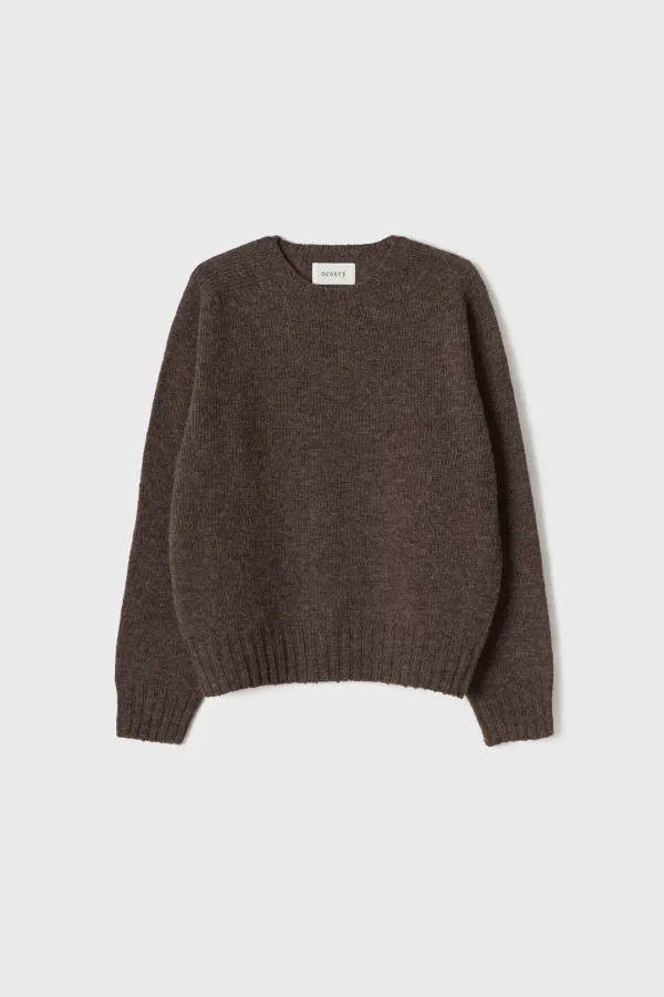 Shetland Wool Wholegarment Knit (Brown)