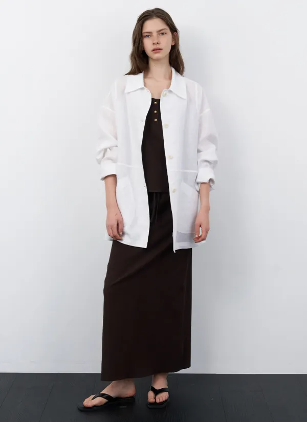 [6/18 예약배송] Relax Linen Jacket (Ivory)